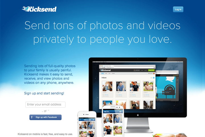 Kicksend Photos website preview